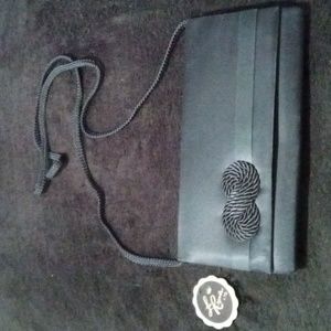 Black Satin La Regale Clutch/Crossbody/Shoulder purse